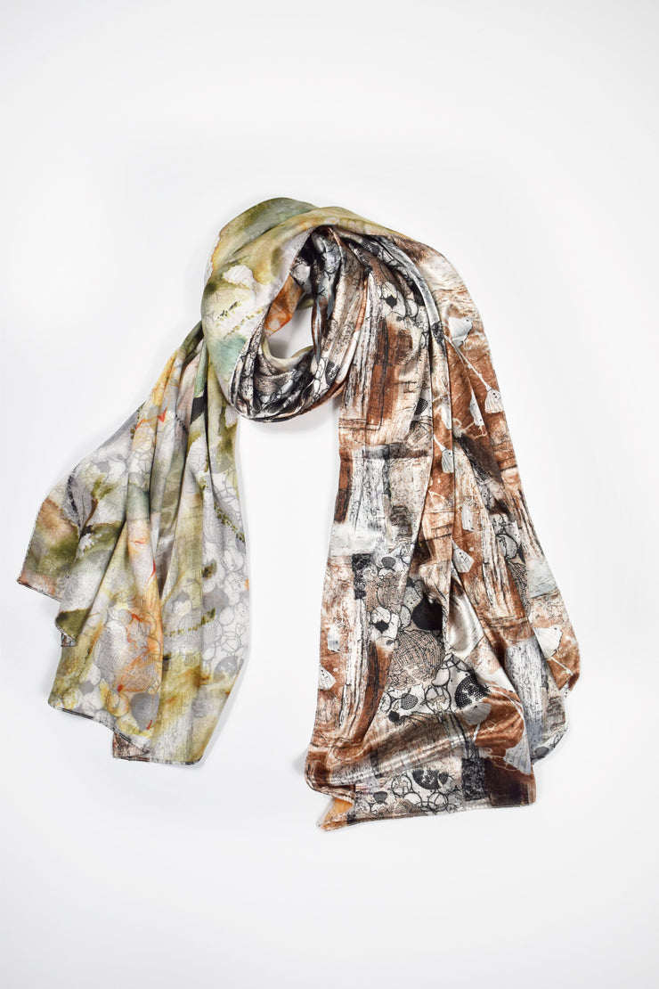 Foulard effetto seta toni marrone