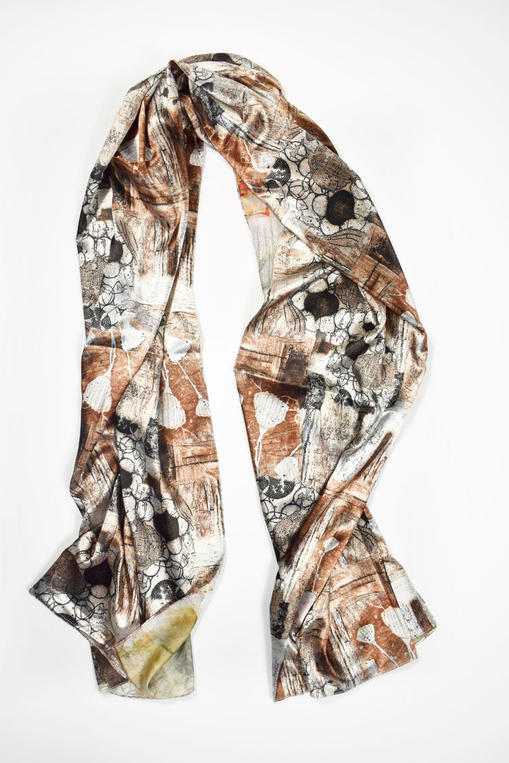 Foulard effetto seta toni marrone