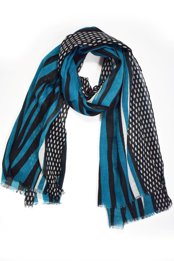 Foulard leggero righe e pois