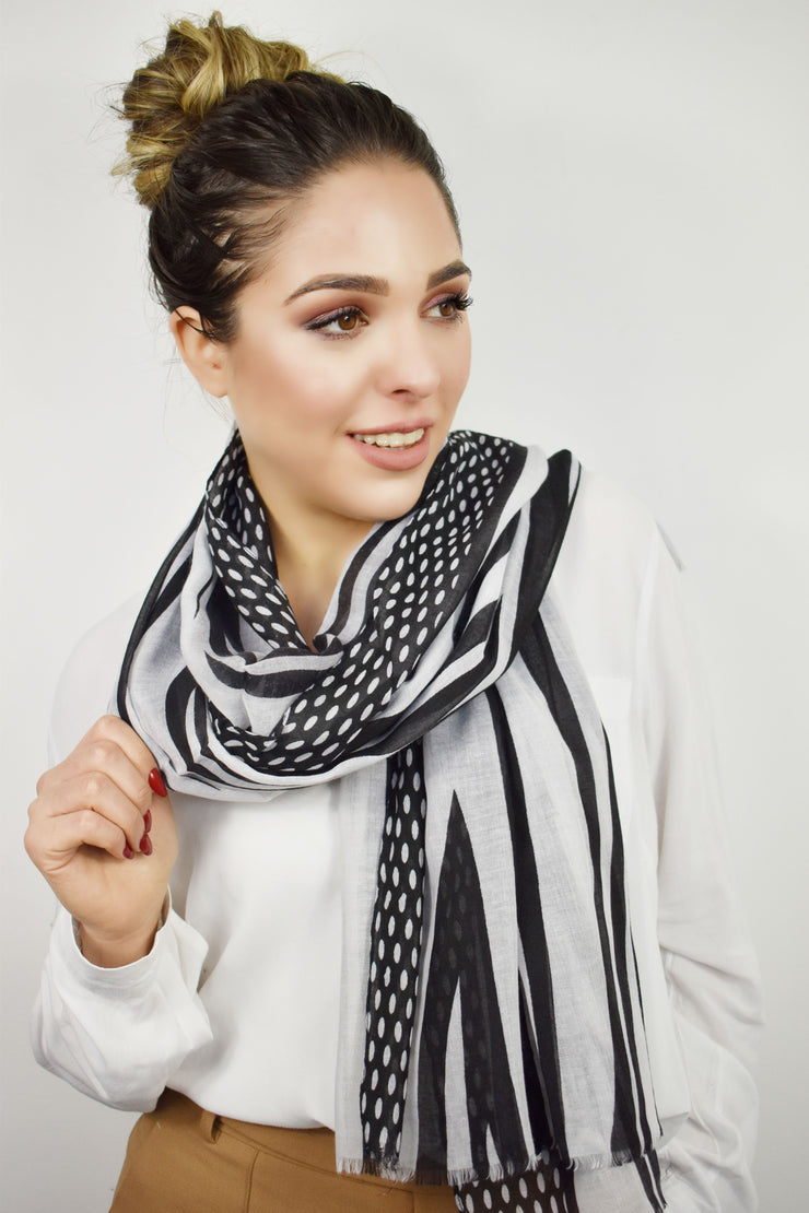 Foulard leggero righe e pois